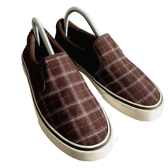Airwalk Slip On Loafers Shoes Brown & Gray Plaid Women's Size 8 Style 55131 - Picture 1 of 8